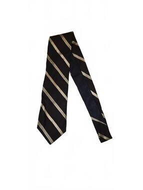 Tommy Hilfiger Navy and Silver Striped Silk Tie